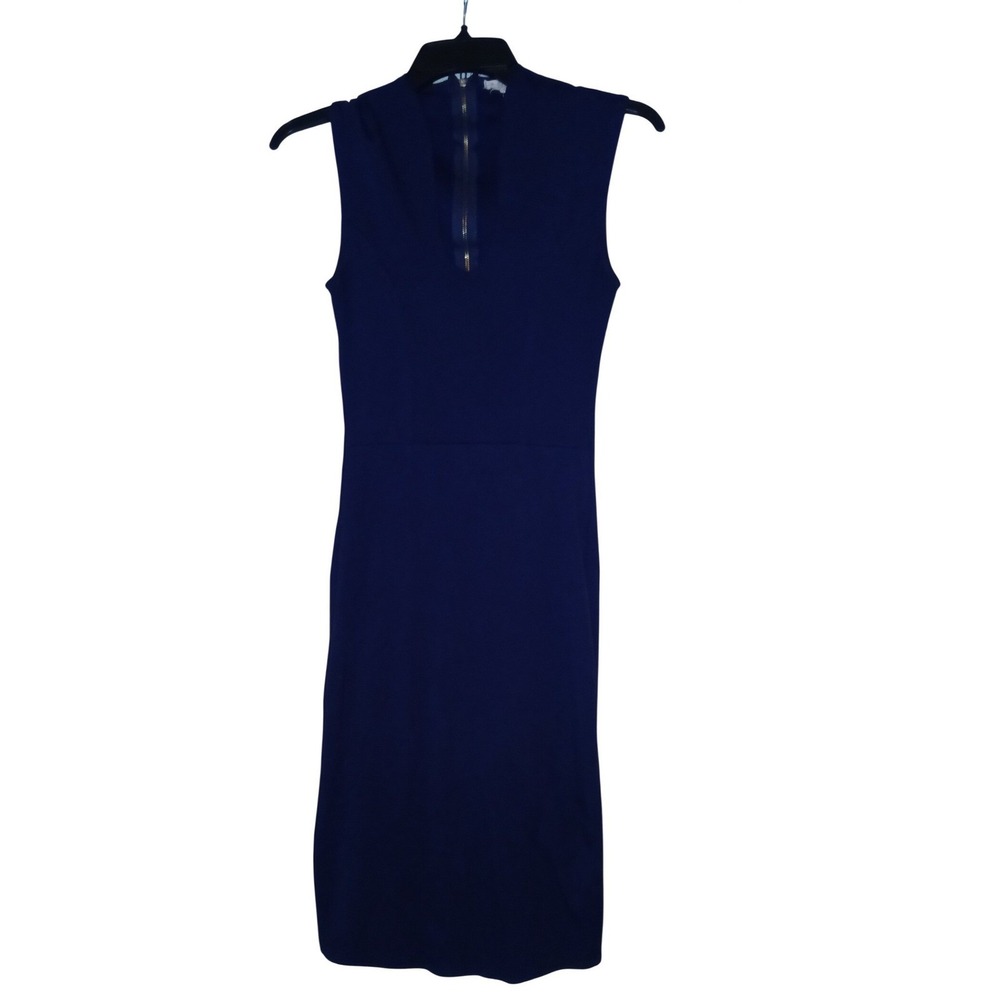 Rolla Coster Sheath Dress Womens Small Navy Blue Exposed Zipper Bodycon Dress